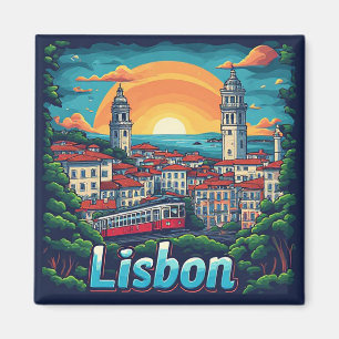 Íman 🧲 Pontos Turísticos de Lisboa Lembrança de Viagem
