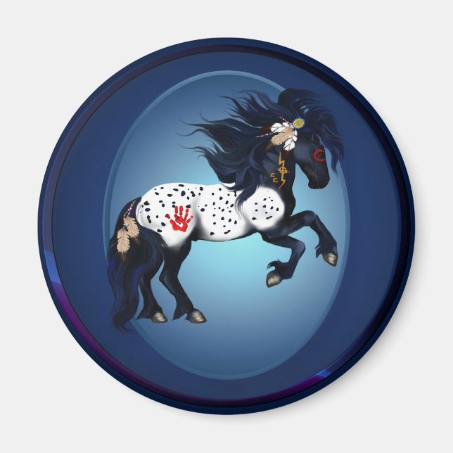 Íman Pony Oval Magnet da Guerra de Appaloosa (Frente)