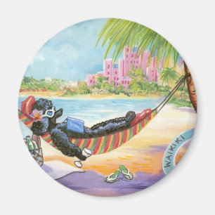 Íman Poodle Black em Hawaii Beach Scene Magnet