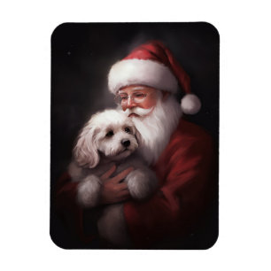 Íman Poodle com Papai Noel Natal Festivo