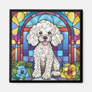 Íman Poodle do Estilo de Vidro Mantido