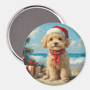 Íman Poodle Dog Christmas Vintage Beach