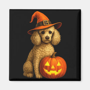 Íman Poodle Halloween Abóbora Bruxa Chapéu Cachorro Art
