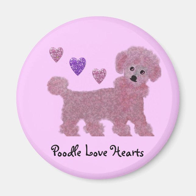 Íman Poodle Love Hearts (Frente)