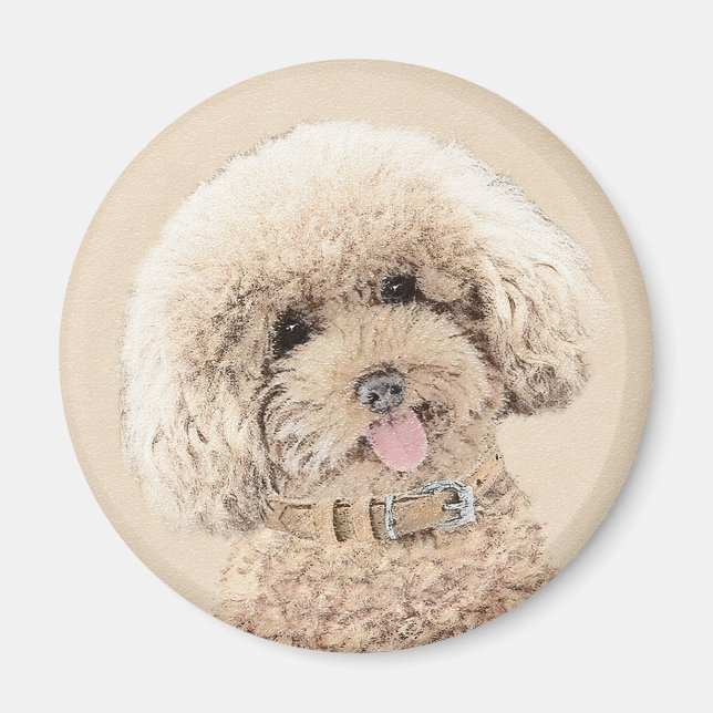 Íman Poodle Miniature Toy Apricot Cream Brown Dog Art (Frente)