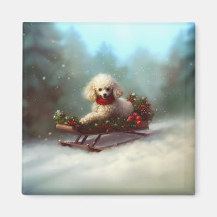 Íman Poodle Natal neve inverno