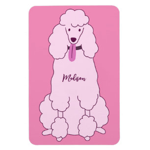 Íman Poodle Rosa de Nome Personalizado