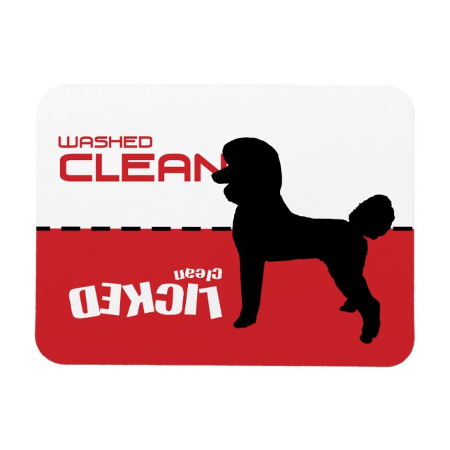 Íman Poodle Silhouette Dishwasher Magnet - Limpo com Li (Horizontal)