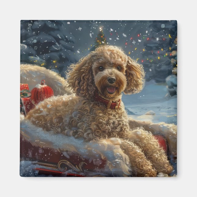 Íman Poodô Cachorro Natal Festivo (Frente)
