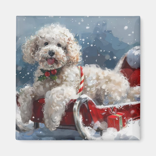 Íman Poodô Cachorro Natal Festivo (Frente)