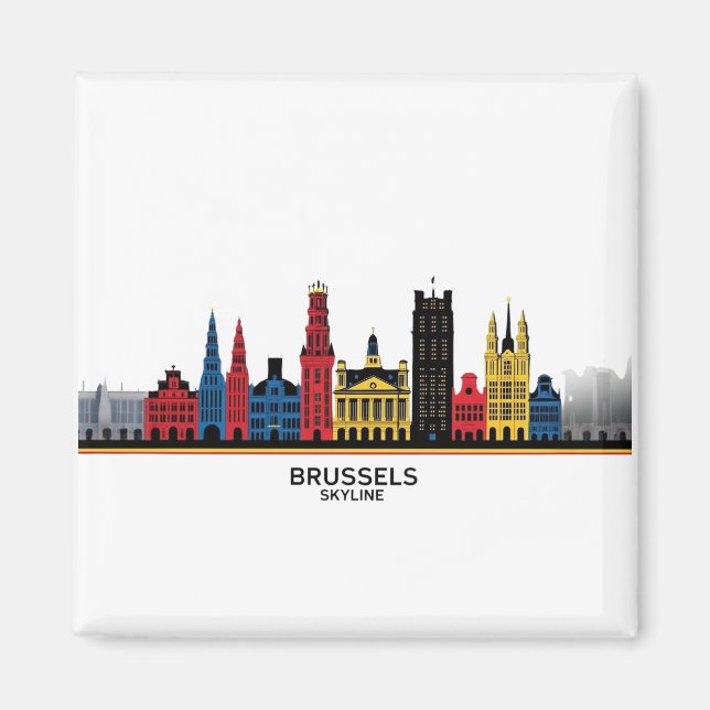 Íman Pop-Art Bruxelas Skyline Magnet (Frente)