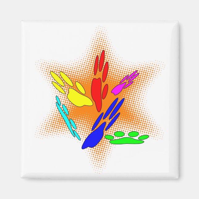 Íman Pop Art Dog Paw Prints (Frente)