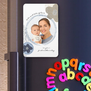 Íman Pop Art Flower Editable Occasion Blue Cinza Photo