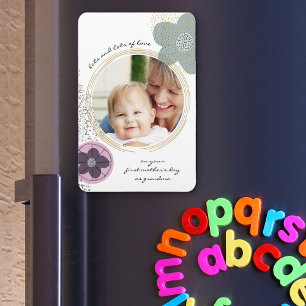 Íman Pop Art Flowers e Splatter Pink Green Photo