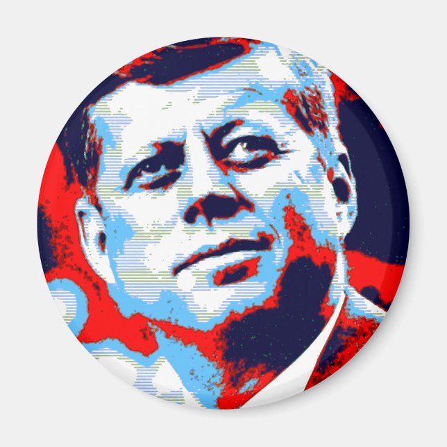 Íman Pop Art JFK John F. Kennedy Red Blue (Frente)