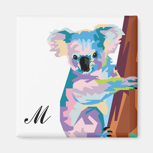 Íman Pop Colorida Art Koala Monogrammed (Frente)