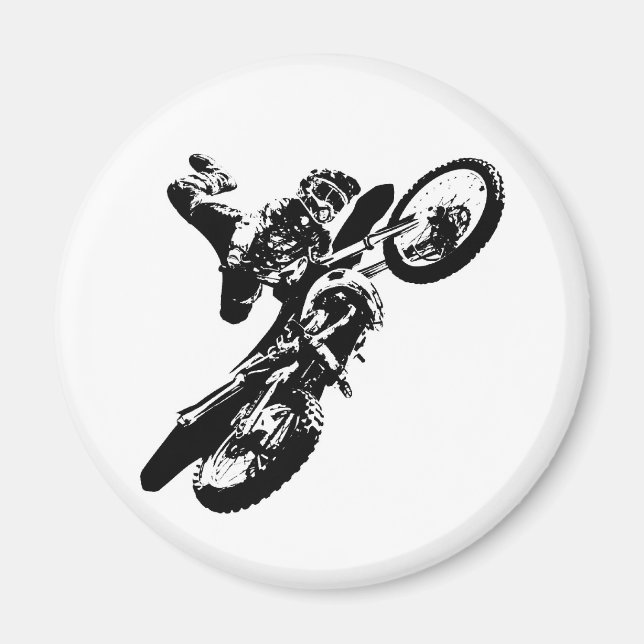 Íman Pop de Arte Branca Negra Motocross Motorcyesporte (Frente)