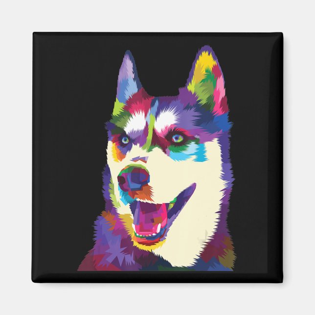 Íman Pop de cão rouco colorido | estilo artístico prese (Frente)