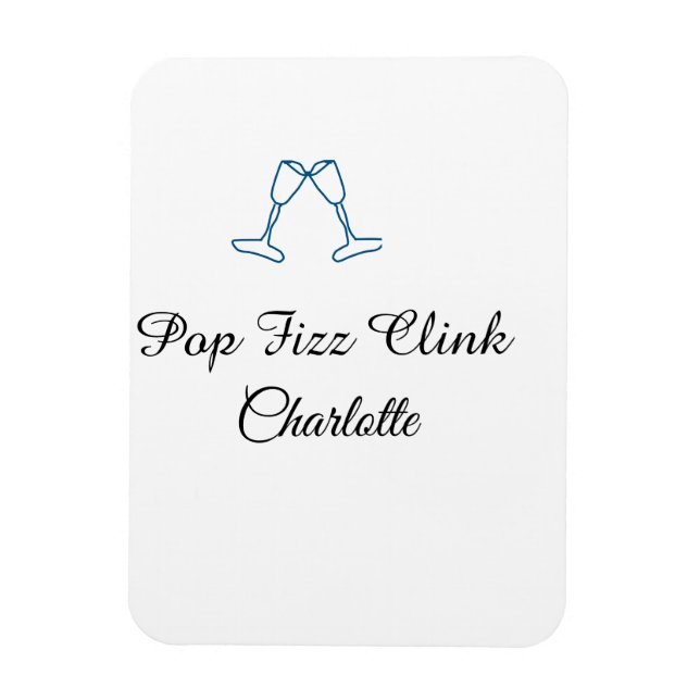 Íman Pop fizz clink blue champagne bottle new year (Vertical)