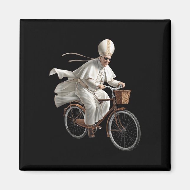 Íman Pope Riding Bike Bicycle Catholic Church Bible Scr (Frente)