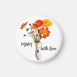 Íman Poppies brilhantes e coloridos em vaso com nome