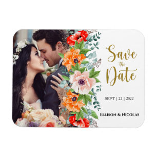 Íman Poppies Foto Casamento Salva o ímã de datas