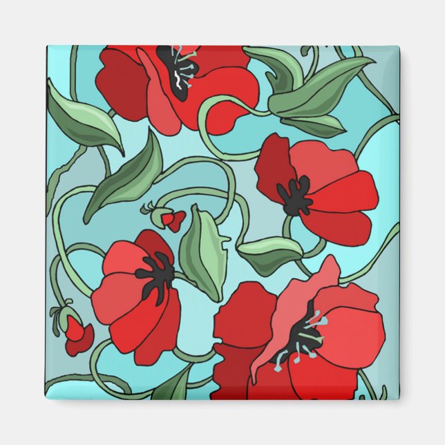 Íman Poppies vermelhos (Frente)