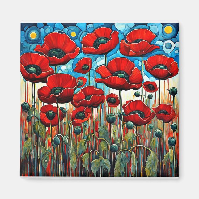 Íman Poppies vermelhos gigantes 2 (Frente)