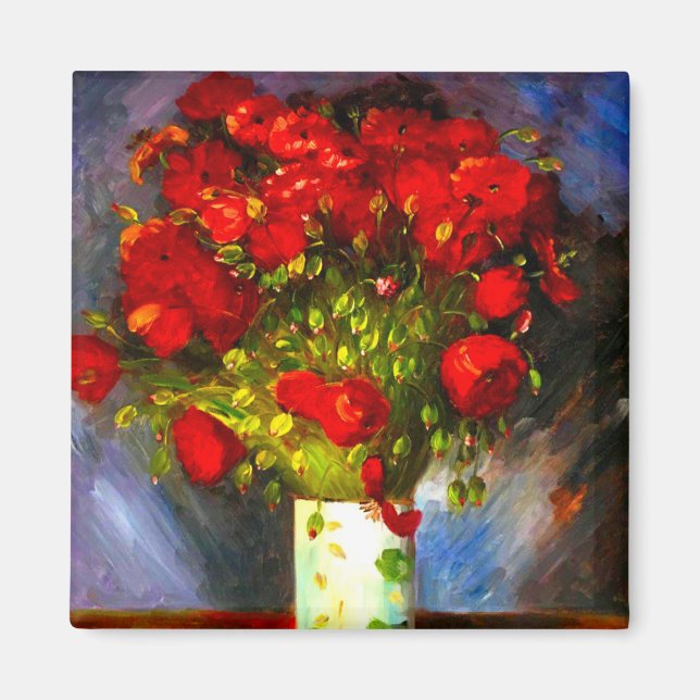 Íman Poppies Vermelhos Van Gogh (Frente)