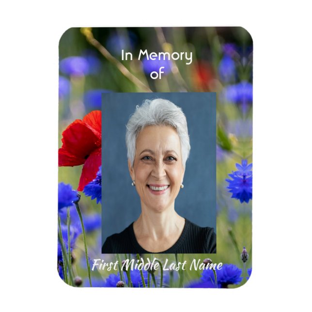 Íman Poppy Cornflower Meadow Memorial Pocket Keepsake (Vertical)