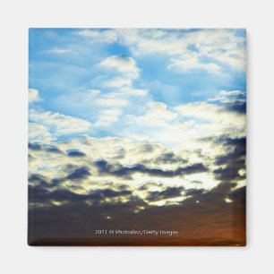 Íman Por do sol azul alaranjado vermelho com nuvens