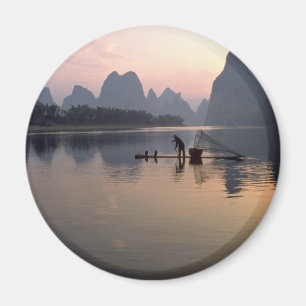 Íman Por do sol bonito: Cruzando o rio Li, Guilin, C