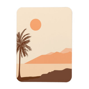 Íman Pôr do Sol de Palmeira, Ilha, Arte Abstrata Boho