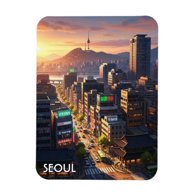 Íman Pôr do sol em Seul Coreia do Sul (Vertical)