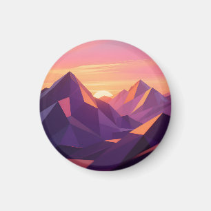 Íman Pôr do Sol Geométrico de Montanha Low Poly