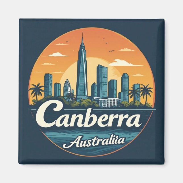 Íman Pôr do sol no horizonte de Canberra Austrália 🌅 (Frente)