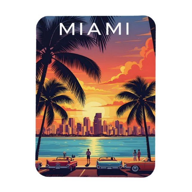 Íman Pôr do Sol no Horizonte de Miami (Vertical)