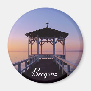 Íman Por do sol no lago Constance em Bregenz em Áustri