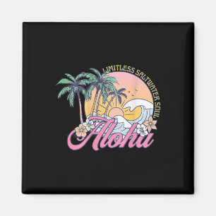 Íman Pôr do Sol Retro Aloha Palmeiras Flores Tropicais
