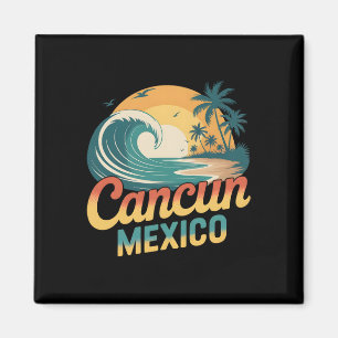 Íman Pôr do sol retrô Cancun México Palmeira Praia Verã