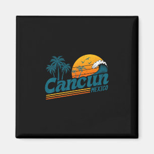 Íman Pôr do sol retrô Cancun México Palmeira Praia Verã