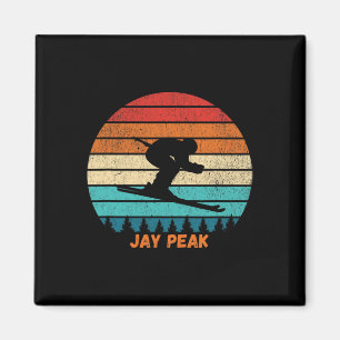 Íman Pôr do sol retrô Jay Peak Vermont Esqui Esquiador 