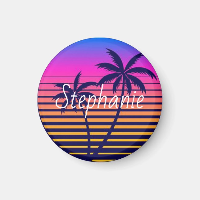 Íman Pôr do sol retrô Personalizado  (Frente)