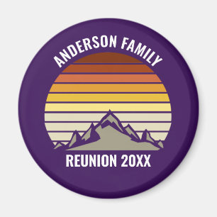 Íman Pôr do sol roxo retrô montanha personalizada