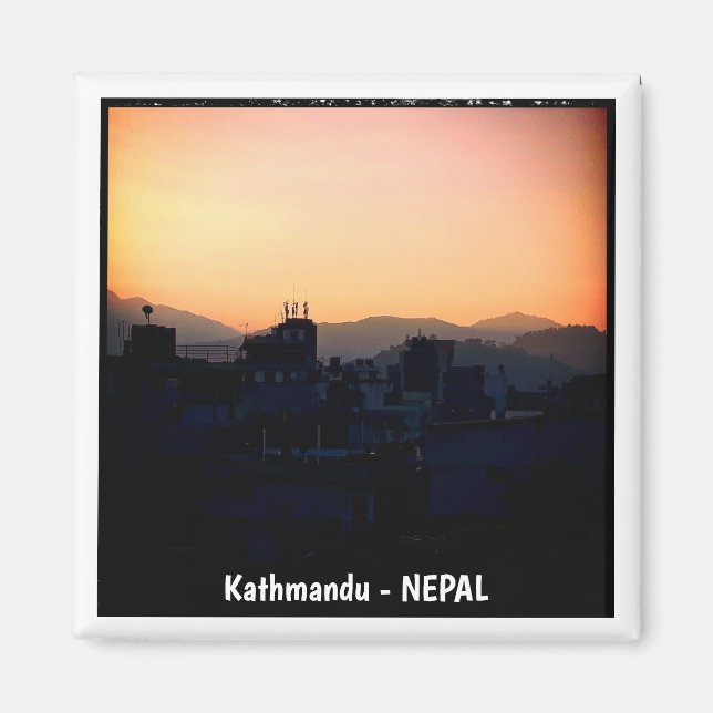 Íman Pôr do sol sobre Catmandu, Himalaia - Nepal (Frente)