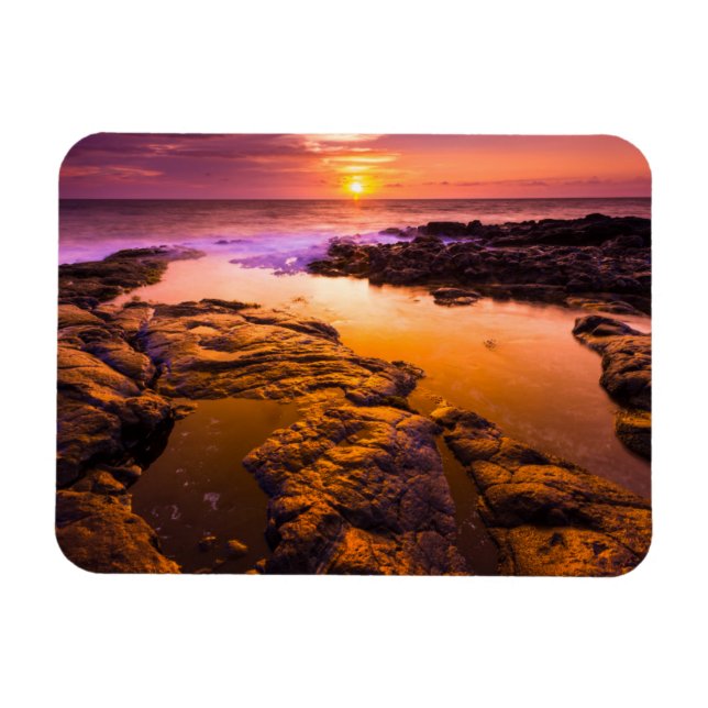 Íman Pôr do sol sobre poças de maré, Havaí (Horizontal)