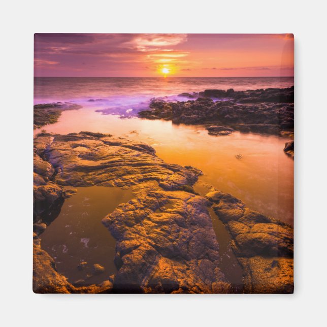 Íman Pôr do sol sobre poças de maré, Havaí (Frente)