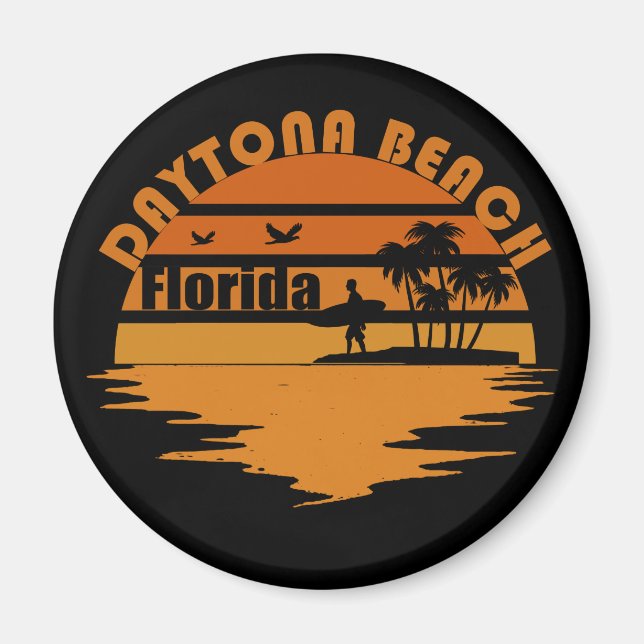 Íman Pôr do sol vintage Daytona Beach Flórida (Frente)