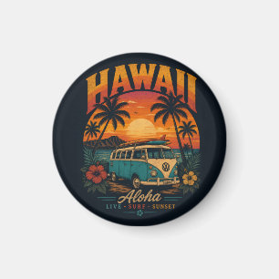 Íman Pôr-do-sol Vintage Havaiano Palmeiras Prancha de S