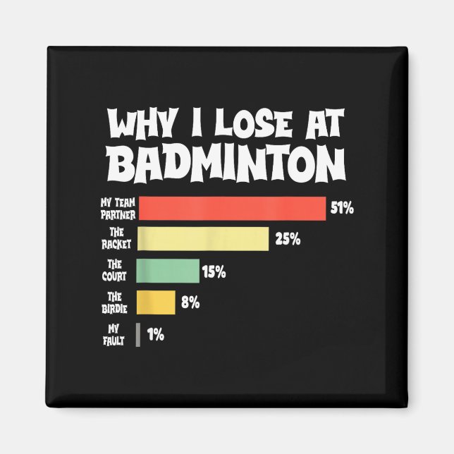 Íman Por que eu perco no Badminton Desculpas engraçadas (Frente)
